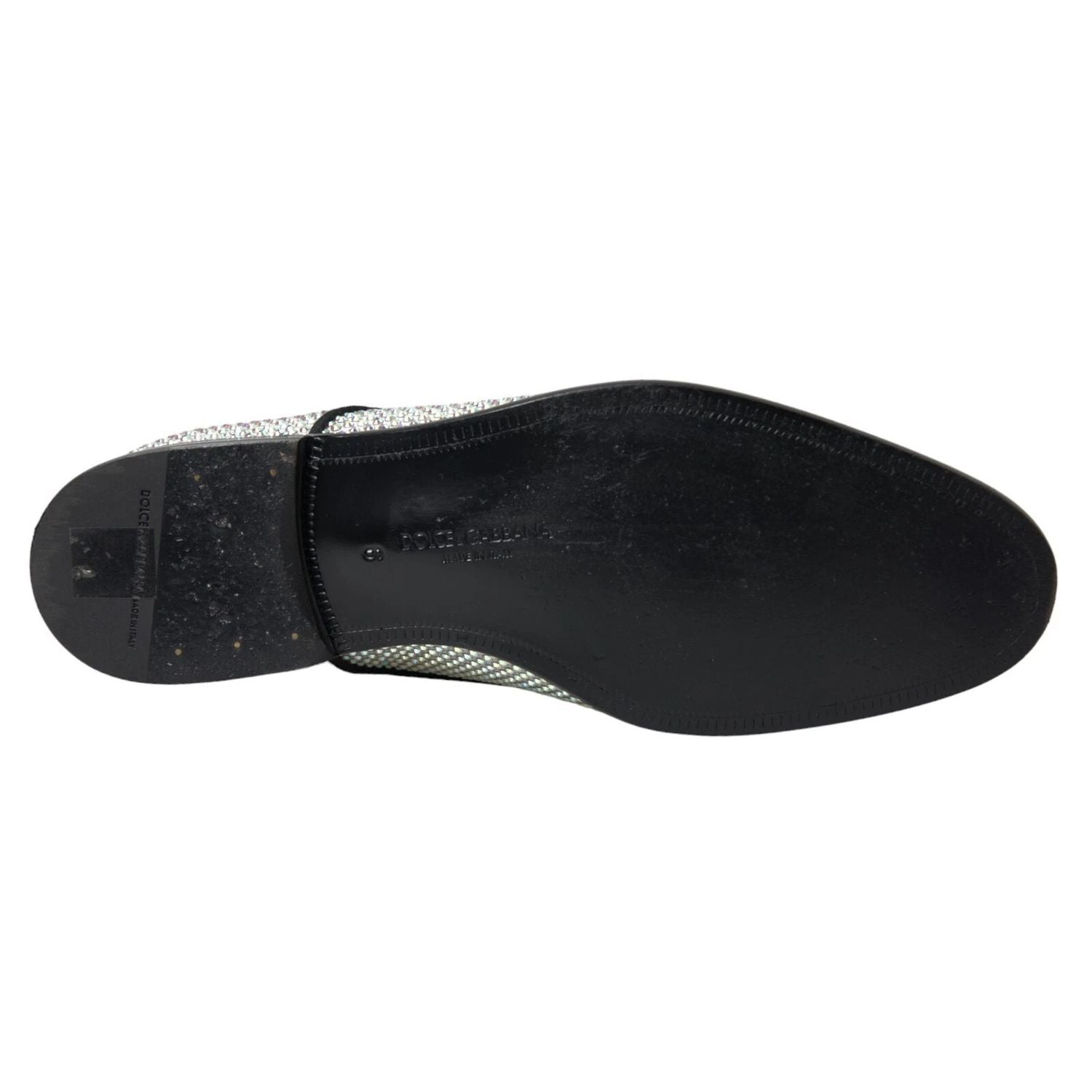 Dolce & Gabbana Silver Leather Rhinestones Derby Shoes