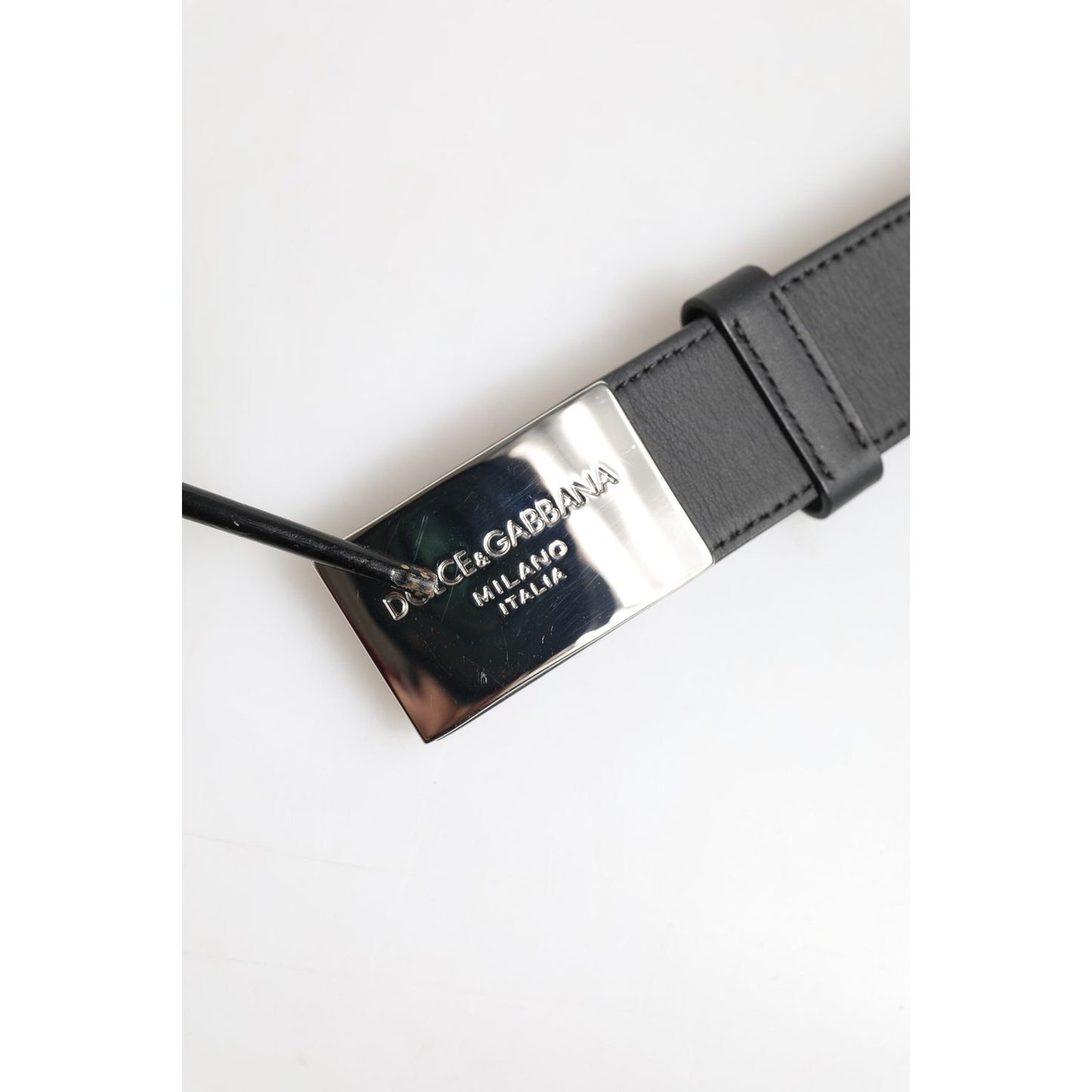 Dolce & Gabbana Black Leather Classic Metal Logo Buckle Belt