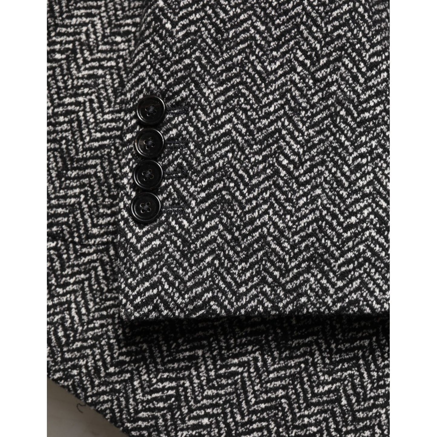 Dolce & Gabbana Dark Gray White Double Breasted Men Suit Blazer
