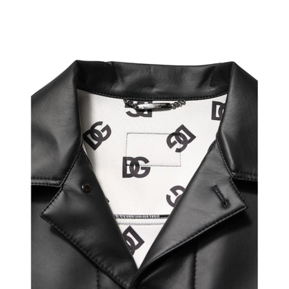 Dolce & Gabbana Black Polyester Button Down Biker Jacket