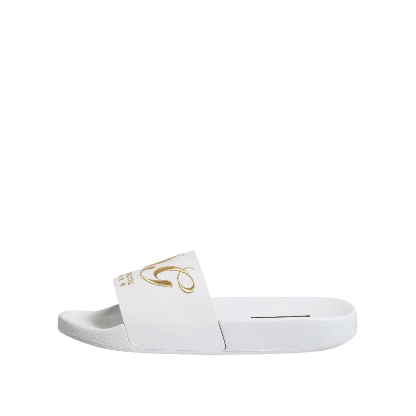 Dolce & Gabbana White Leather Slides Sandals Beachwear Shoes