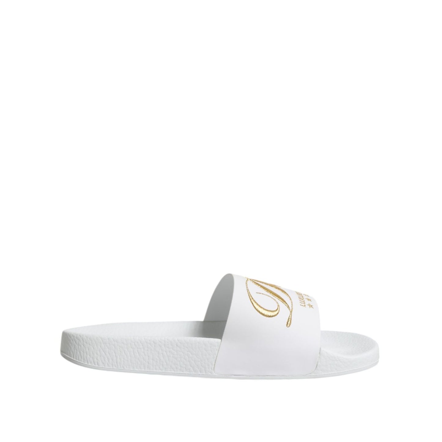 Dolce & Gabbana White Leather Slides Sandals Beachwear Shoes
