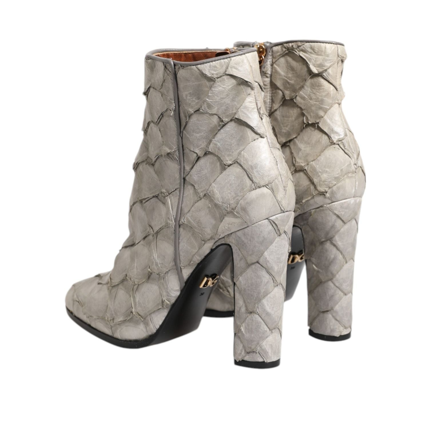 Dolce & Gabbana Off White Leather Heels Ankle Boots Shoes