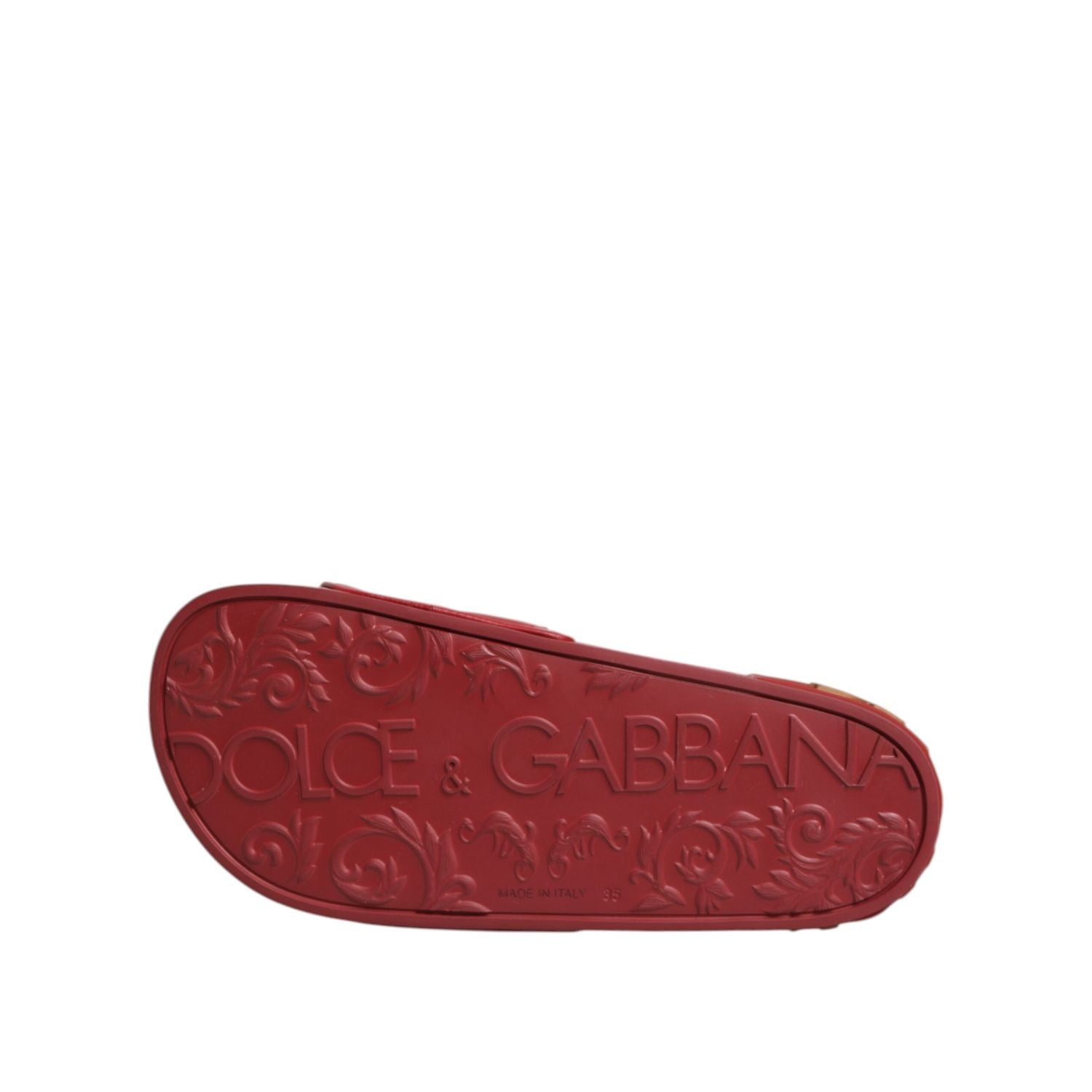 Dolce & Gabbana Red Devotion Matelassé Leather Slides Shoes