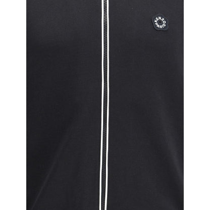 Kenzo Black Polyester Sweatshirt with zip-up design and embroidered Boke Flower 2.0 emblem, featuring contrasting piping and zippered pockets.