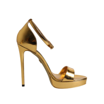 Dolce & Gabbana Gold Leather Platform Keira Sandals Shoes