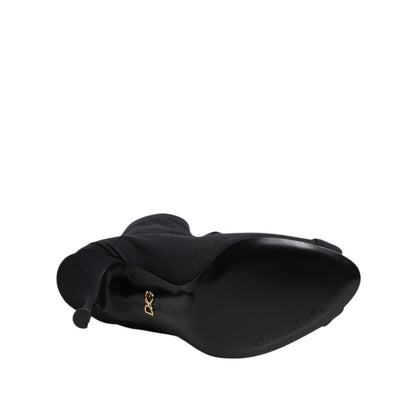 Dolce & Gabbana Black Stiletto Heels Lace Up Boots Shoes