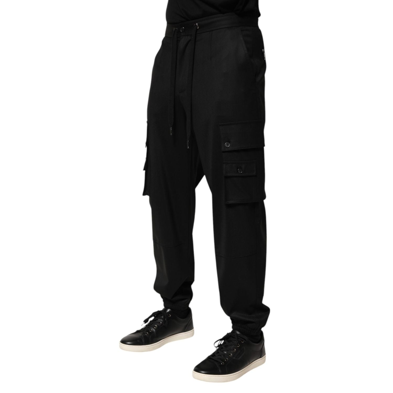 Dolce & Gabbana Solid Black Cargo Jogger Men Sweatpants Pants