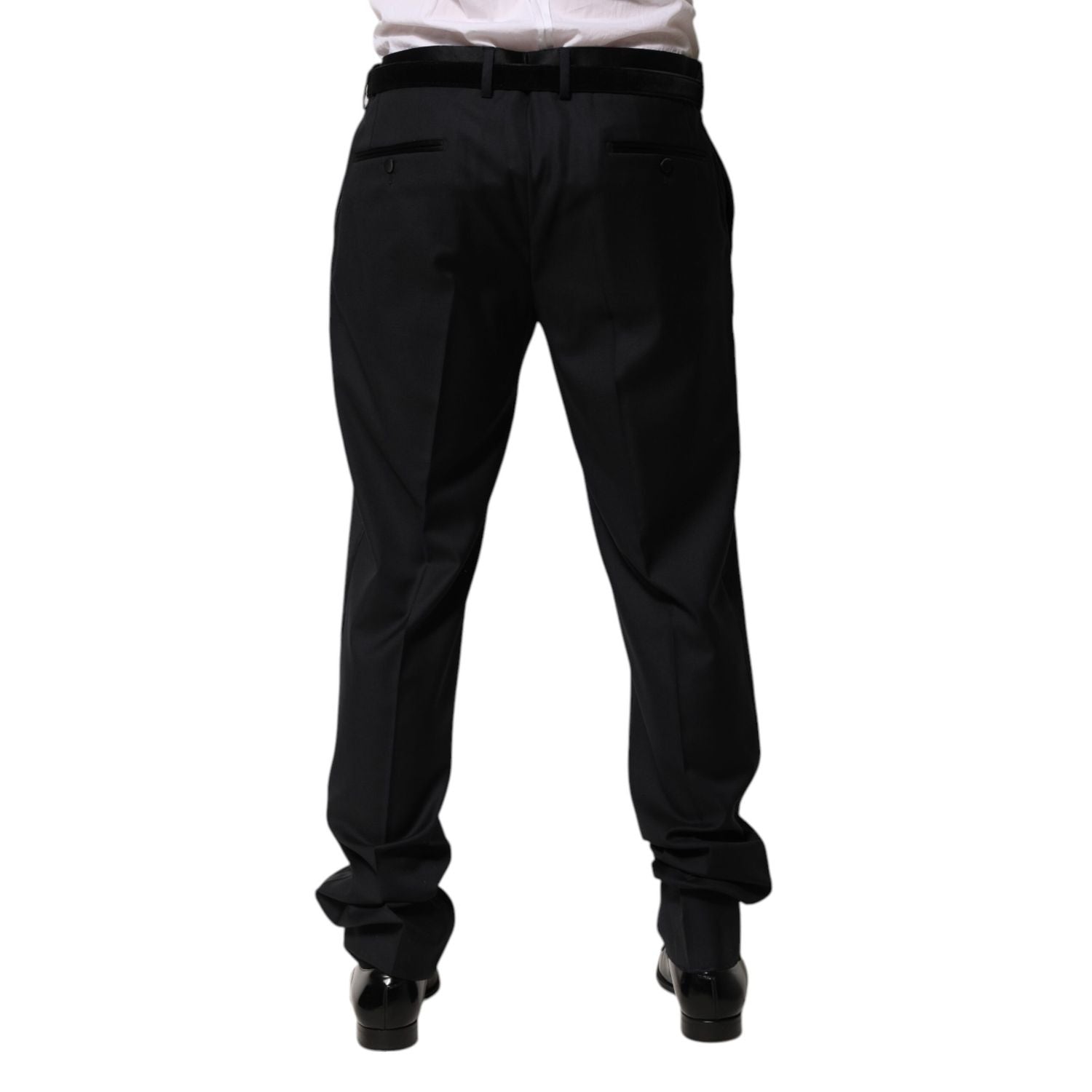 Dolce & Gabbana Black Wool Men Formal Dress Trouser Pants
