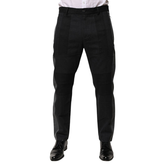 Dolce & Gabbana Black Gray Cotton Dress Formal Trouser Pants