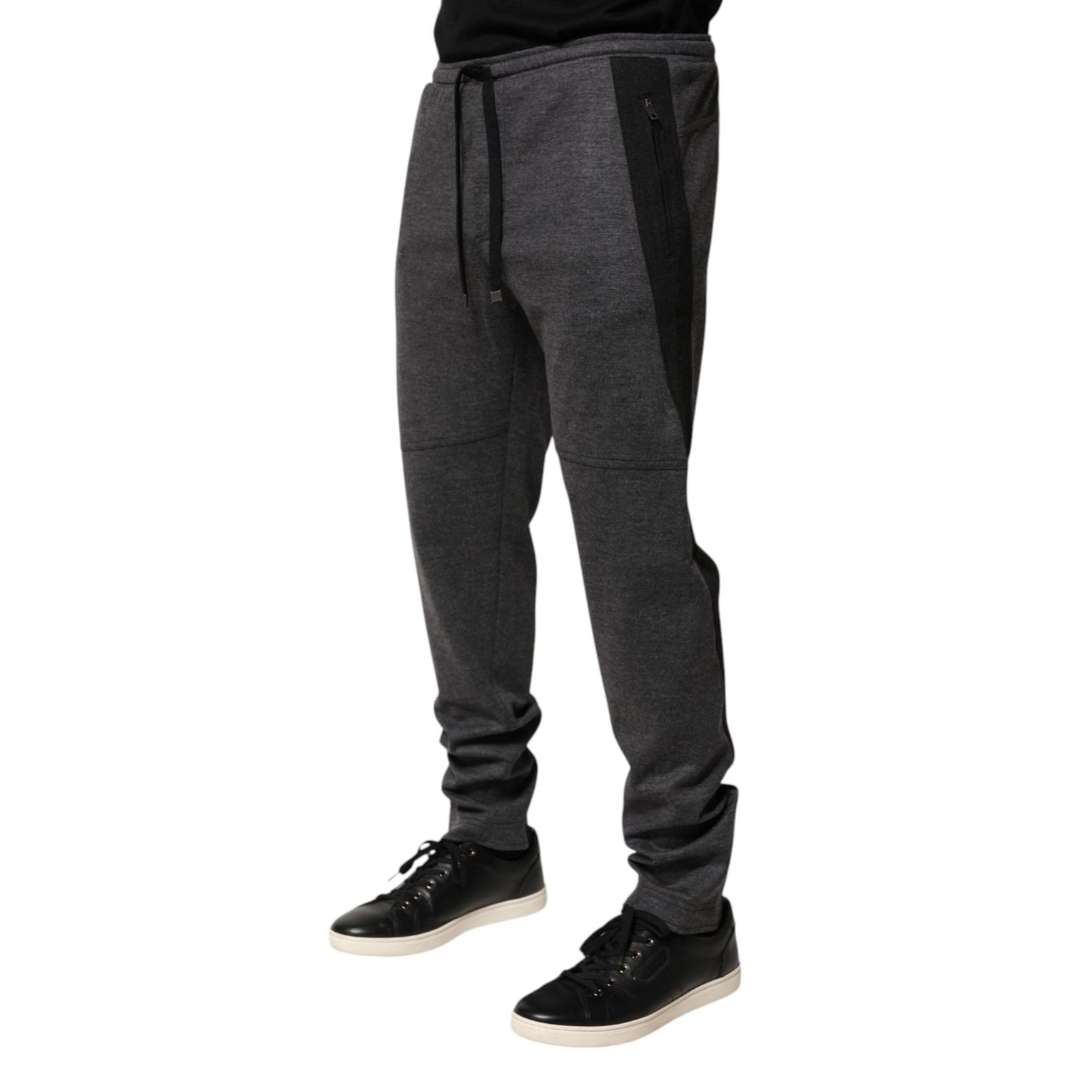 Dolce & Gabbana Gray Black Wool Blend Jogger Sweatpants  Pants