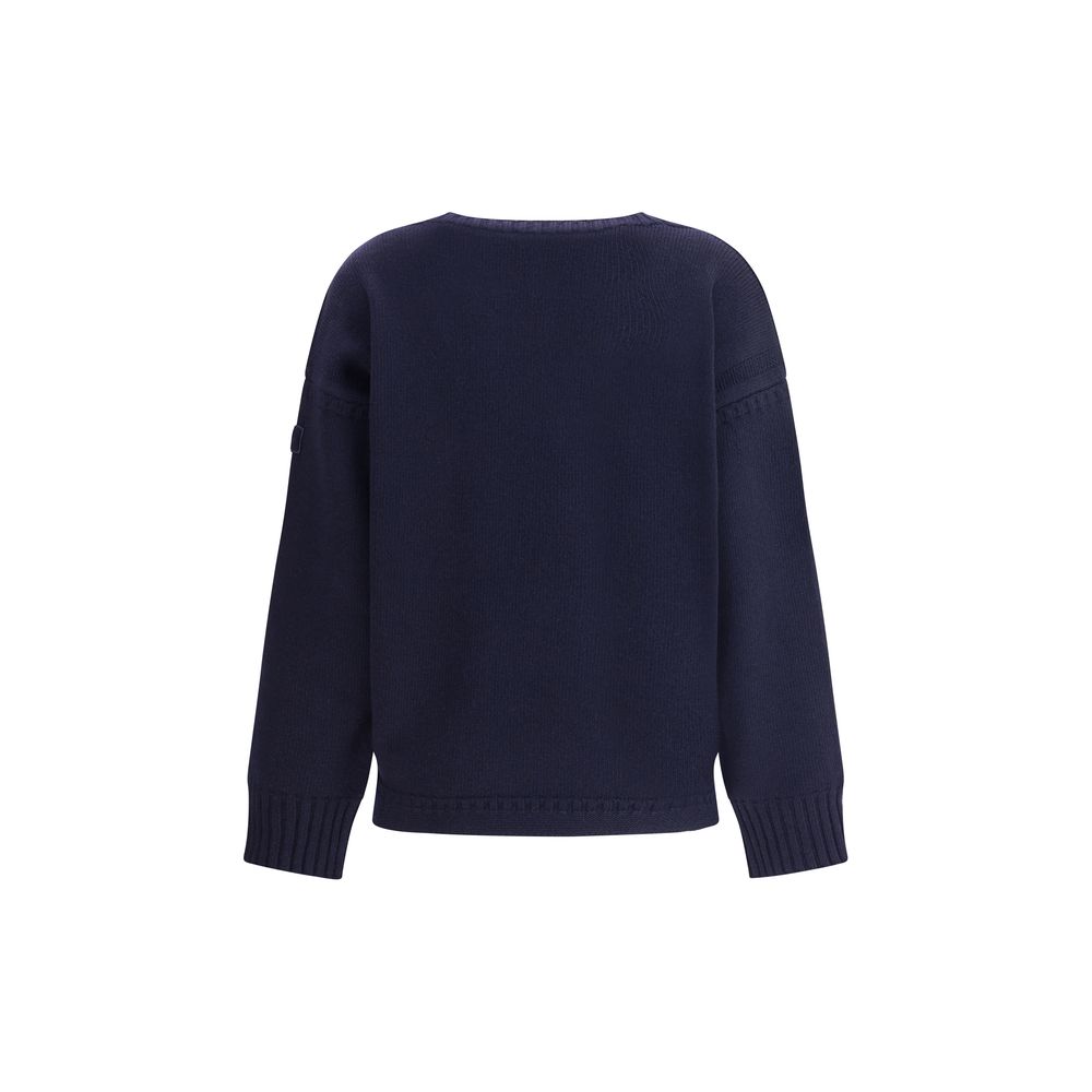 Back view of Chloé Blue Wool Sweatshirt showcasing ribbed cuffs and hem.