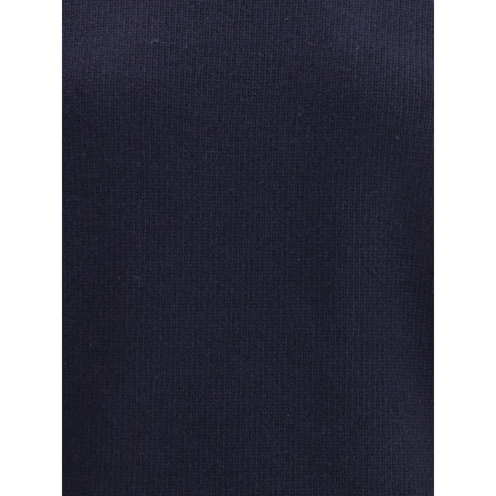 Close-up texture of Chloé Blue Wool Sweatshirt showcasing soft wool and cashmere knit in deep blue.
