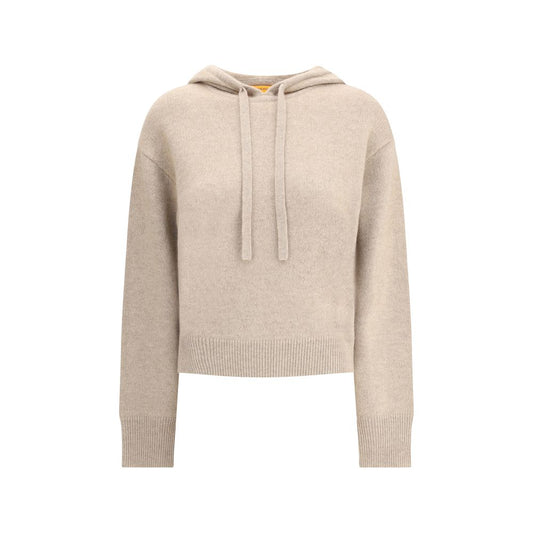 Guest in Residence Beige Cashmere Hoodie with adjustable drawstring hood and ribbed hem, offering a relaxed and sophisticated style.