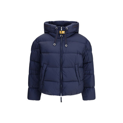 Parajumpers Blue Nylon Full-Length Jacket with hood and zipper, stylish and functional winter wear.