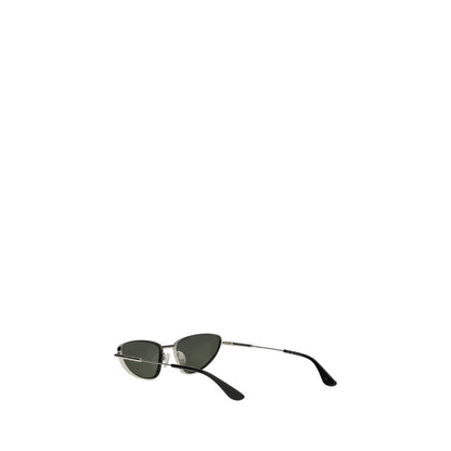 Alexander McQueen Silver Metal Sunglasses with cat-eye design and mirrored lenses.