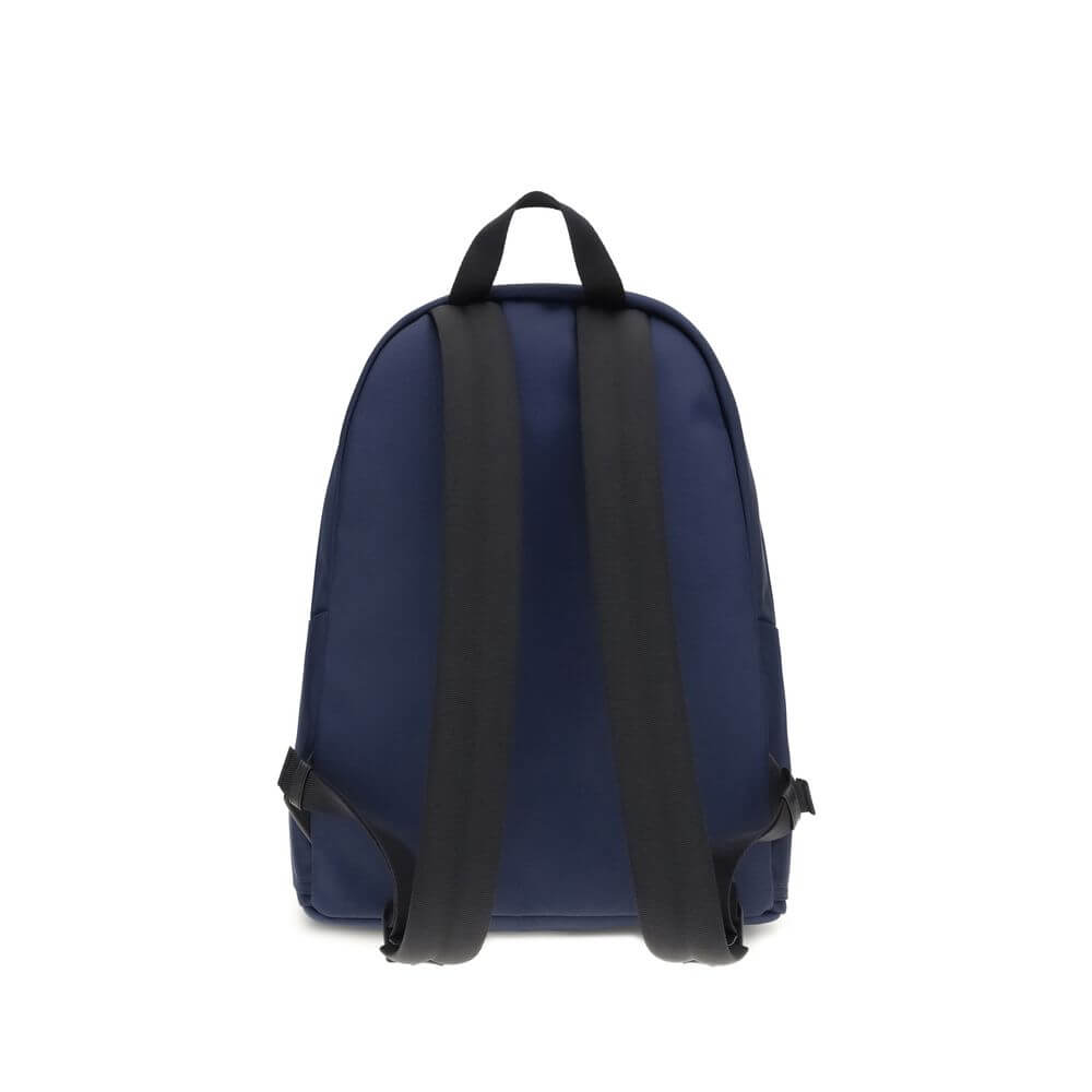 Back view of Moncler Blue Nylon Backpack with adjustable straps and handle