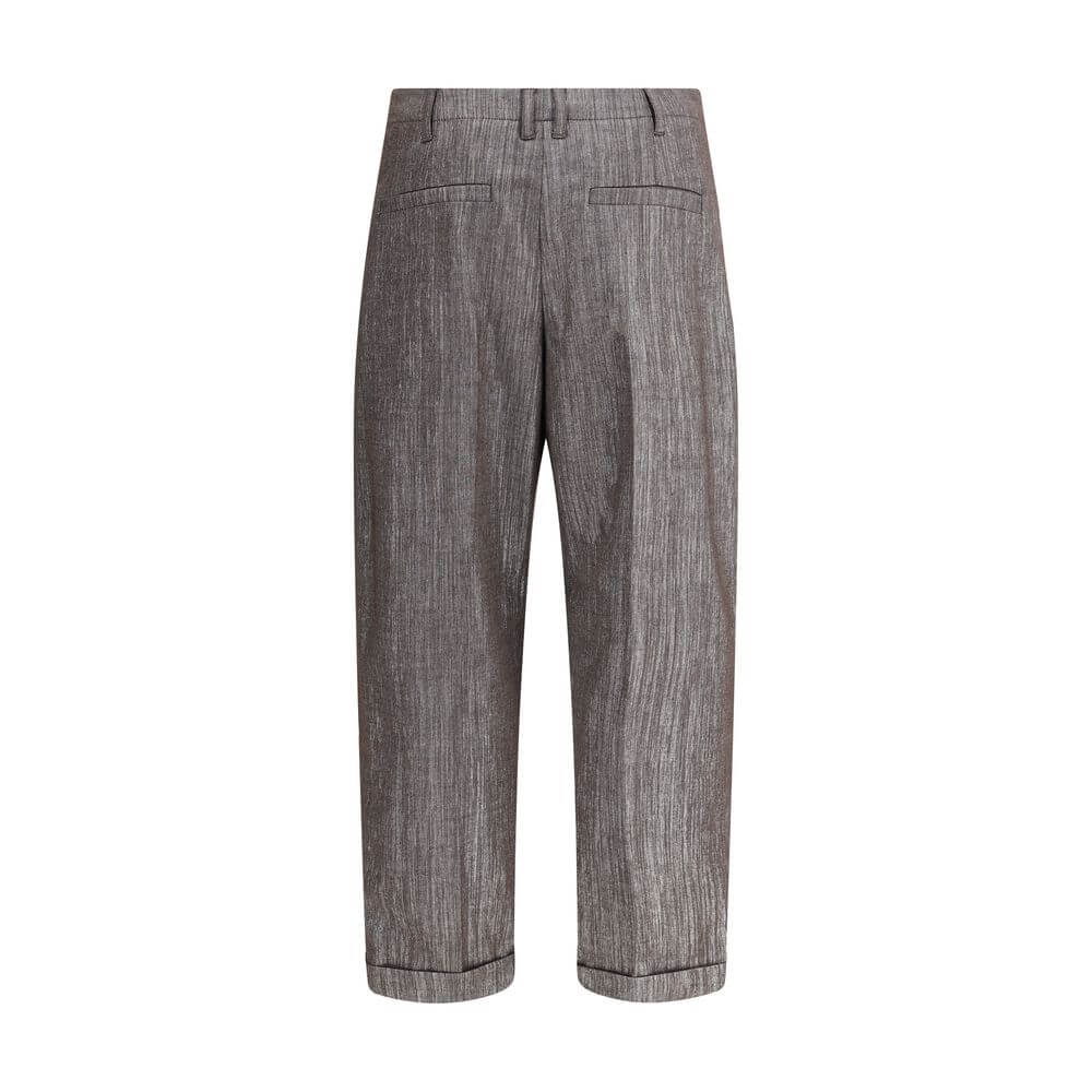 Brunello Cucinelli Brown Polyester Casual Pants with elegant pleats and classic style for AW25 season.