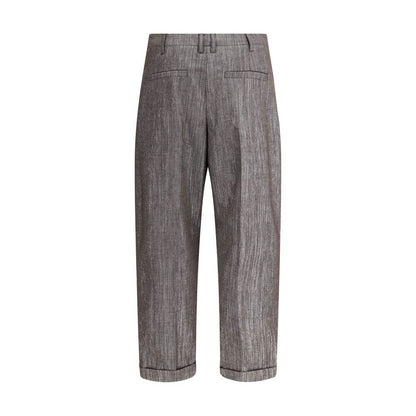 Brunello Cucinelli Brown Polyester Casual Pants with elegant pleats and classic style for AW25 season.