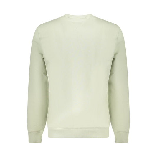 Back view of Tommy Hilfiger Green Cotton Men Sweater with crew neck and long sleeves, crafted from 95% regenerative cotton.
