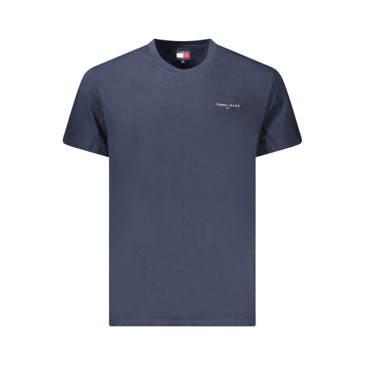 Tommy Hilfiger Blue Cotton Men T-Shirt with logo, classic style, made of regenerative cotton, eco-friendly fashion