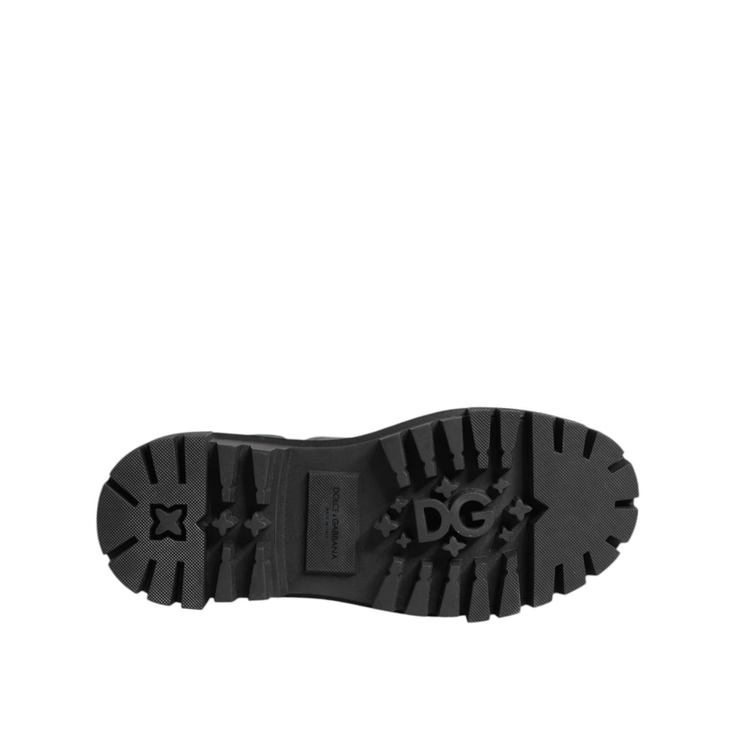 Dolce & Gabbana Black Crystal Embellished Combat Boots Shoes