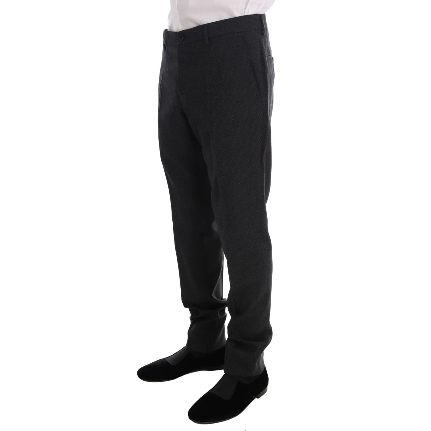 Dolce & Gabbana Gray Patterned Wool 3 Piece Slim Suit