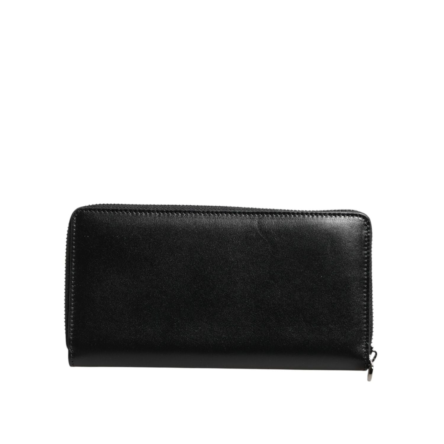 Dolce & Gabbana Black Leather DG Plaque Zip Around Continental Wallet
