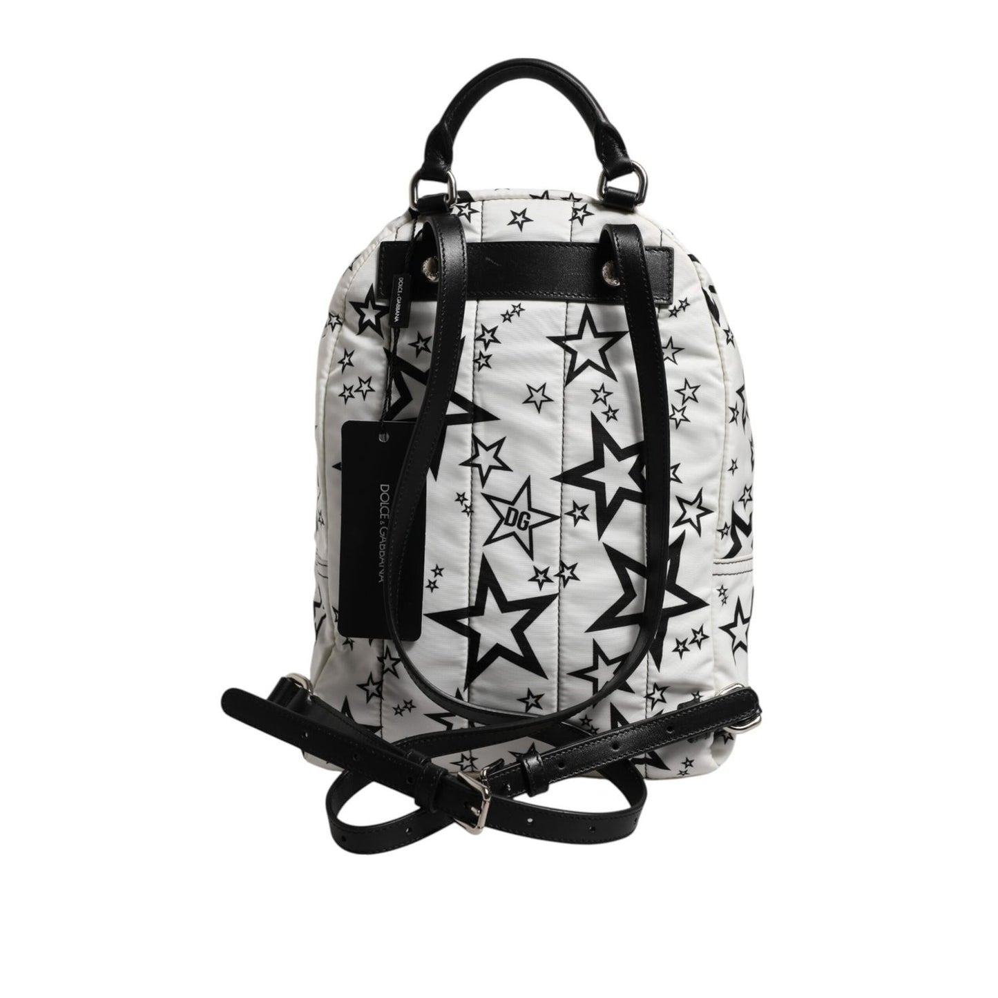 Dolce & Gabbana White DG Stars Print Nylon Travel Backpack Bag