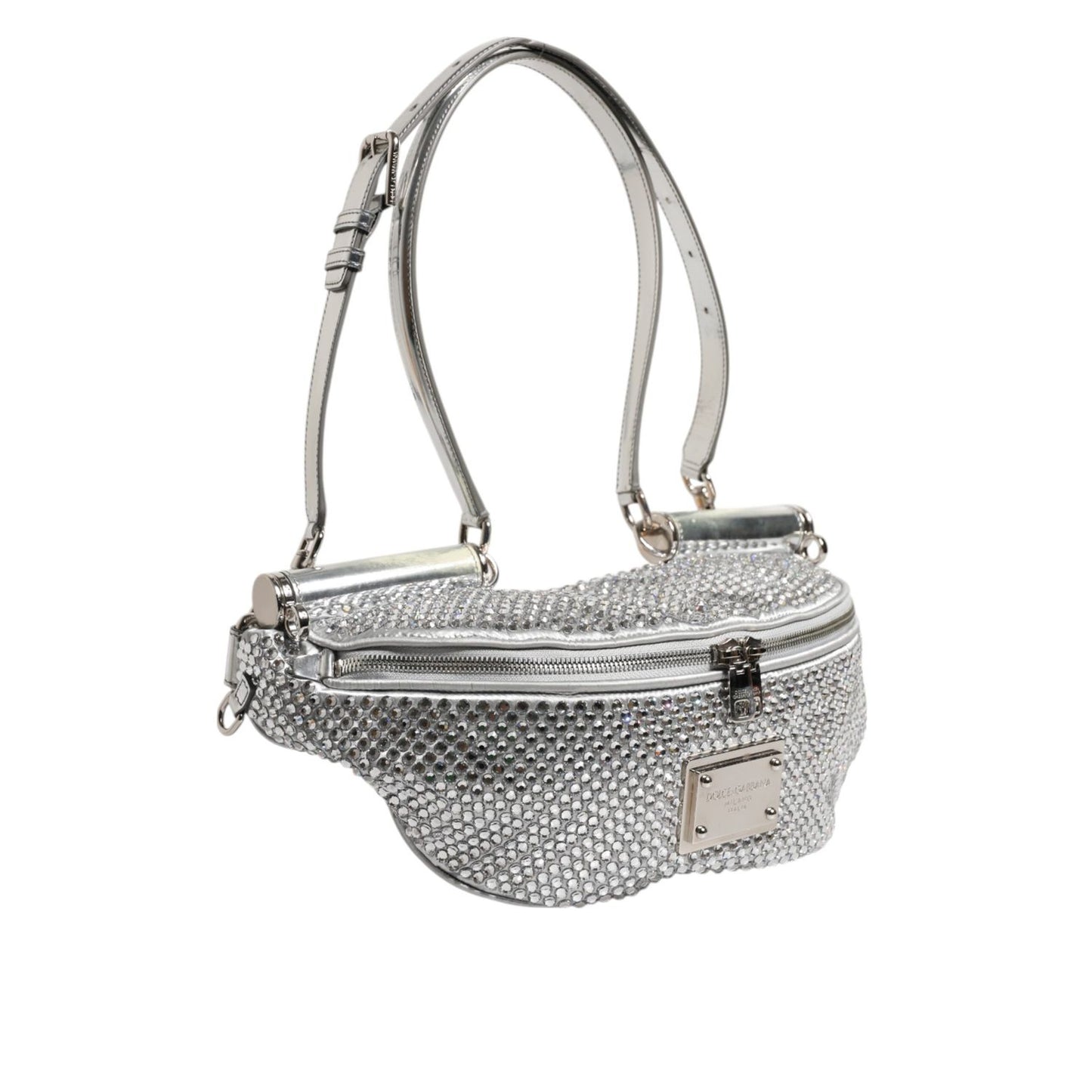 Dolce & Gabbana Silver Crystal-Embellished Belt Strap Bag