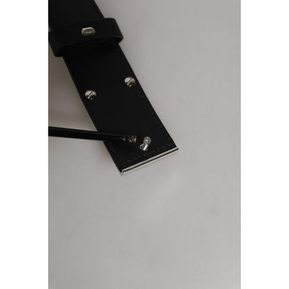 Dolce & Gabbana Black Leather Classic Metal Logo Buckle Belt