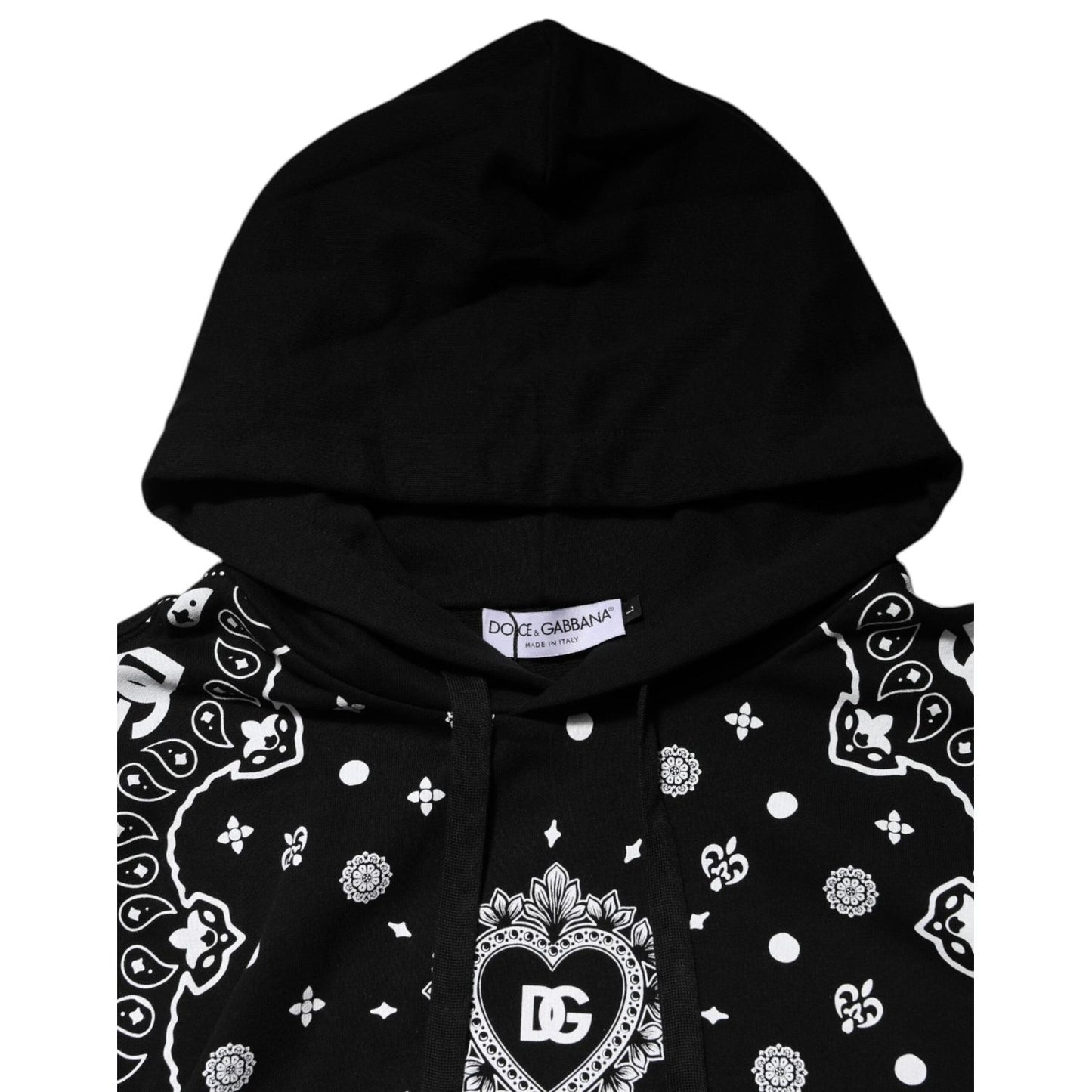 Dolce & Gabbana Black Bandana Hooded Men Sweatshirt Sweater