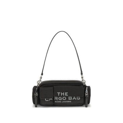 Marc Jacobs Black Canvas Shoulder Bag with four exterior pockets and dual straps, featuring embroidered logo, season AW25.