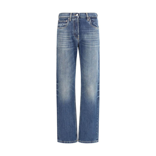 Prada Blue Cotton Straight-Leg Jeans