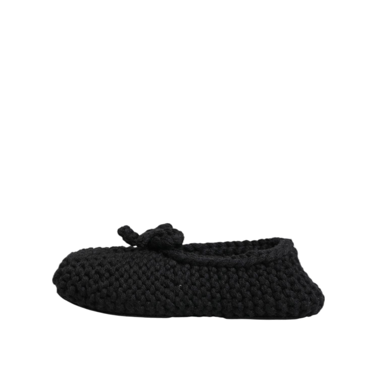 Dolce & Gabbana Black Wool Knit Slip On Ballerina Flats Shoes