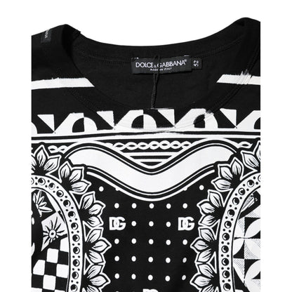 Dolce & Gabbana Black Bandana Print Cotton Crew Neck T-shirt
