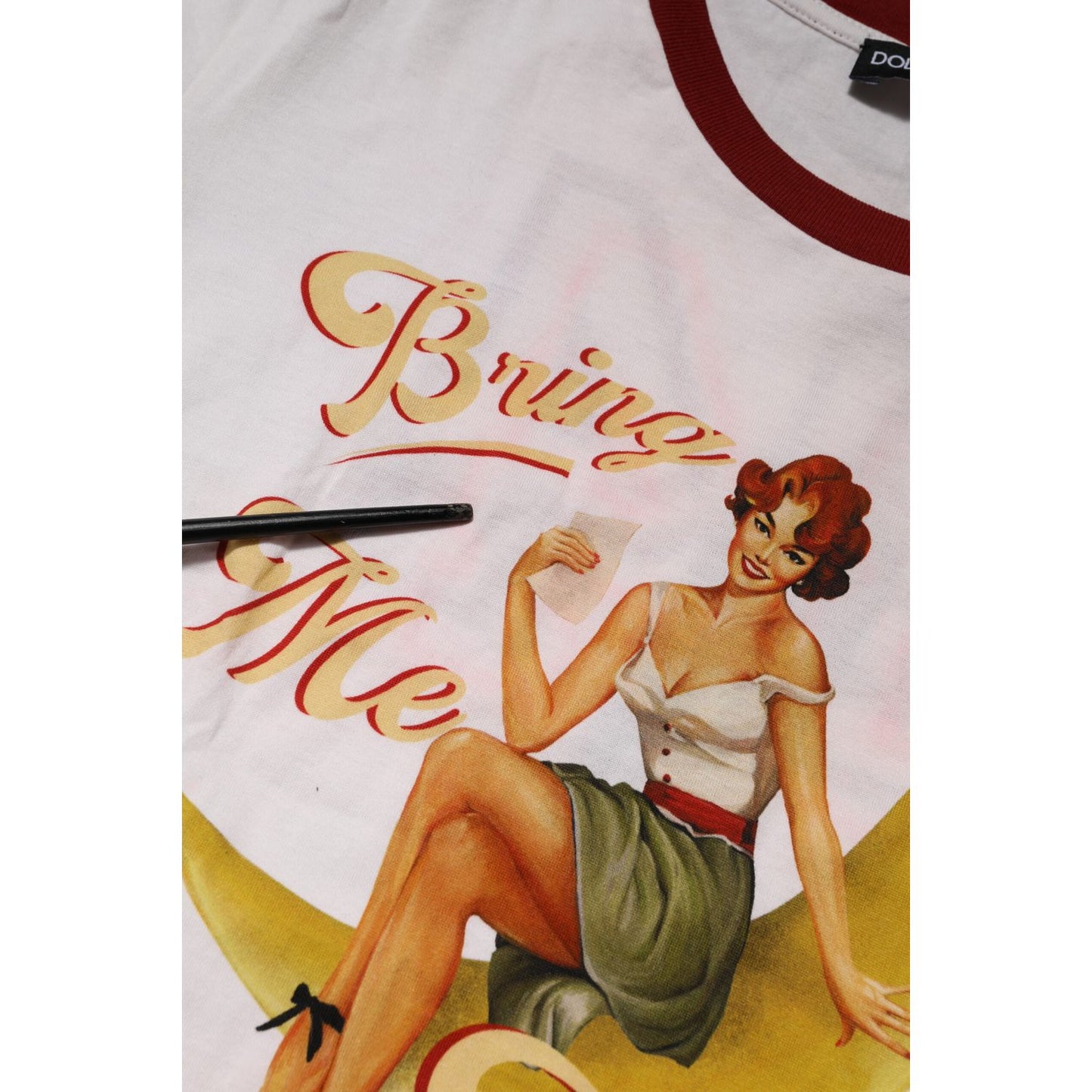 Dolce & Gabbana White Bring Me To The Moon Pin Up T-shirt Top