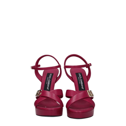 Dolce & Gabbana Pink Leather Platform Sandals
