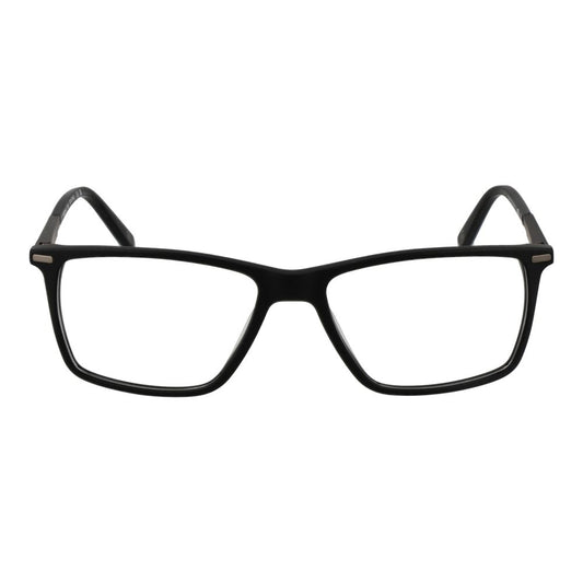 Land Rover Black Men Glasses Frame, full-rim black acetate with demo lenses, rectangle style, size 57-17-145, branded case included.
