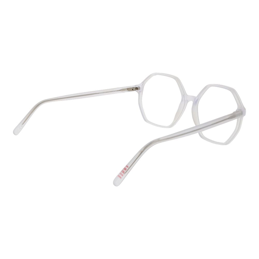 Andy Wolf White Unisex Glasses Frame in full-rim acetate with square lenses, viewed from the side showing temples and hinges.