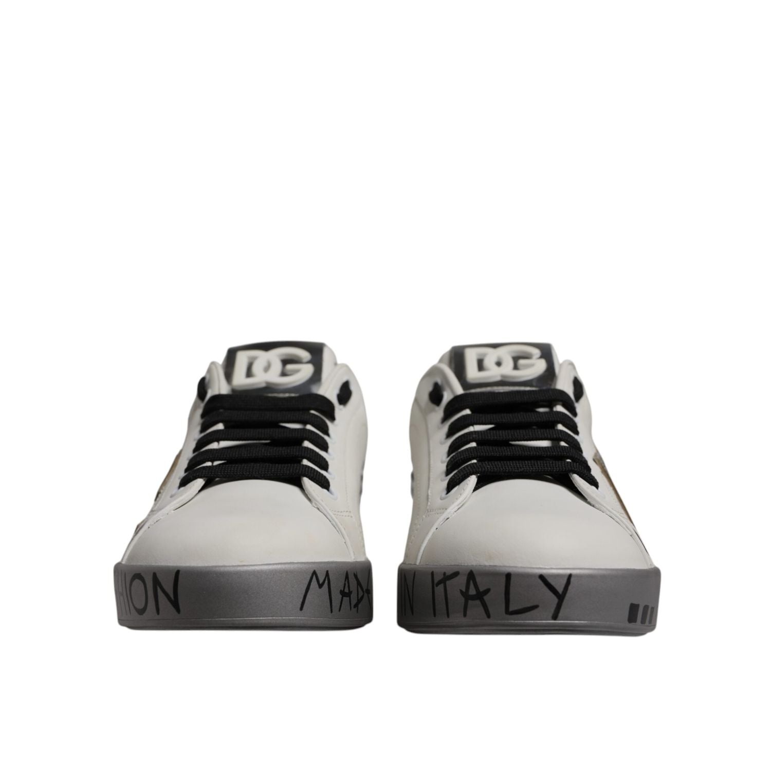 Dolce & Gabbana White Crystal Logo Portofino Sneakers Shoes