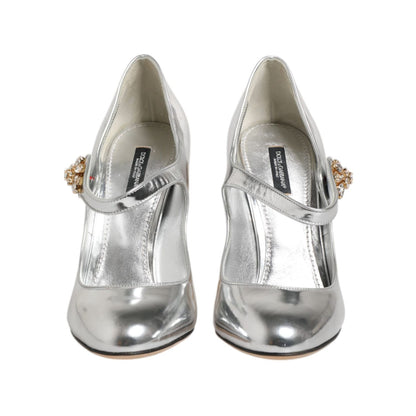 Dolce & Gabbana Silver Chandelier Sculpted Heel Mary Jane Pump Shoes