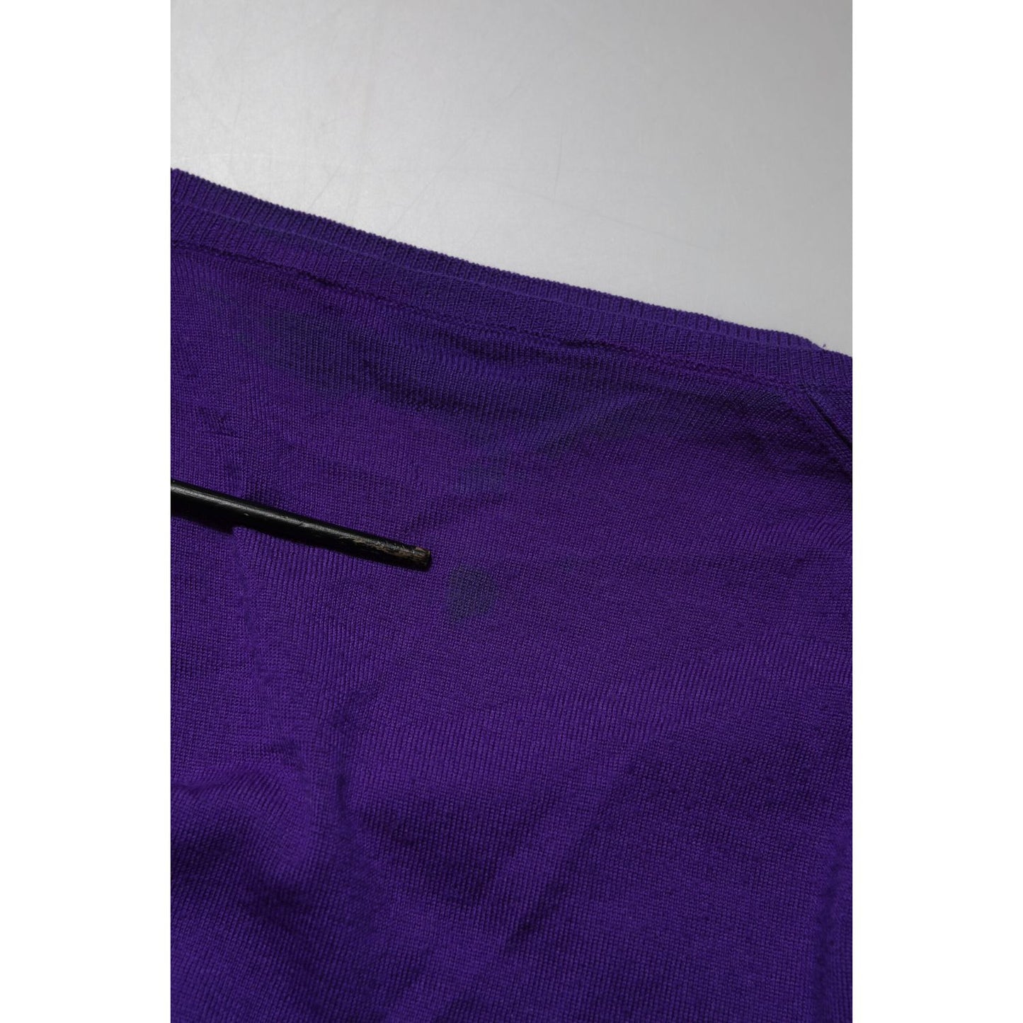 Dolce & Gabbana Purple Wool Knit V-neck Cardigan Sweater