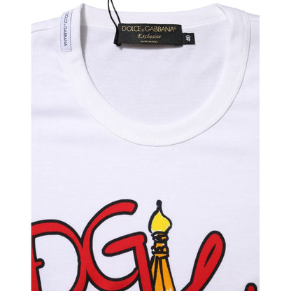 Dolce & Gabbana White DG Loves Moscow Cotton Crew Neck T-shirt