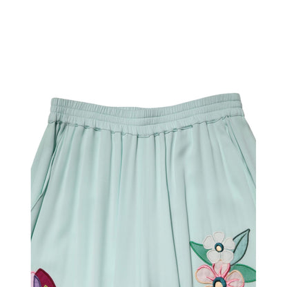 Dolce & Gabbana Green Floral Garterized Straight Pajama Pants