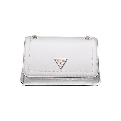 Guess Jeans Gray Polyethylene Handbag with 2 chain shoulder handles, logo detail, and multiple compartments.