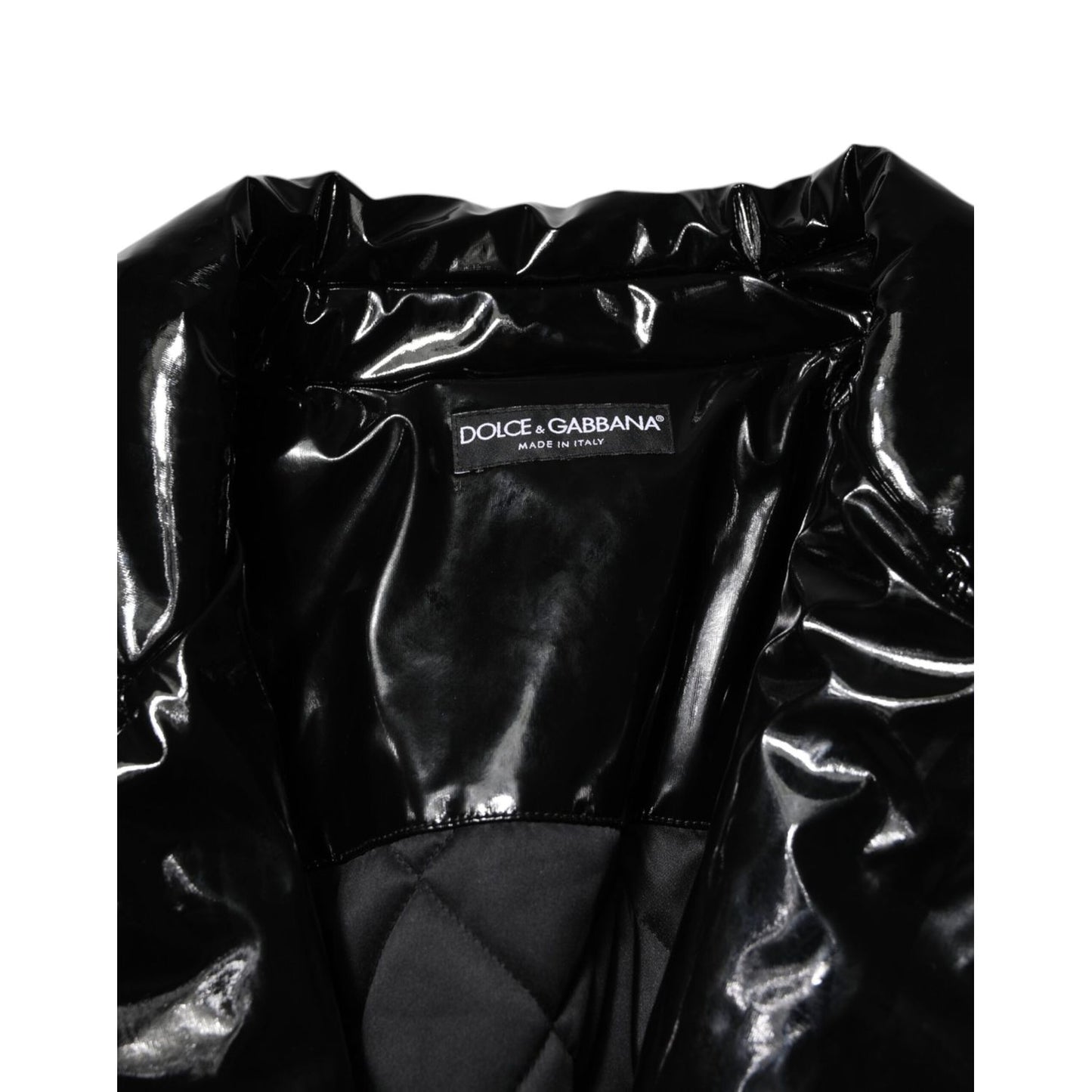 Dolce & Gabbana Polyester Black Quilted Puffer Coat Jacket