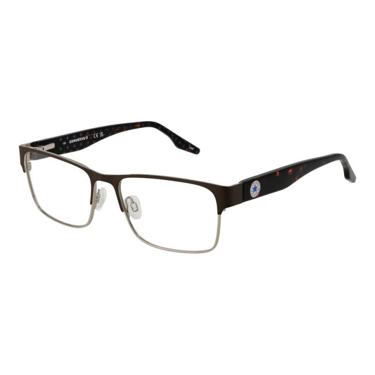 Converse Brown Men Glasses Frame with acetate full-rim style, rectangle shape, demo lenses, and branded case included.