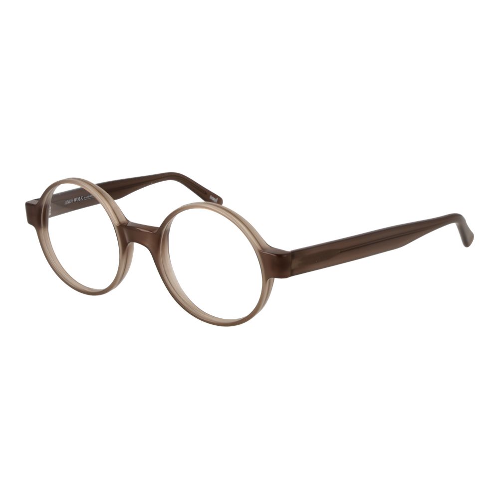 Andy Wolf Brown Unisex Glasses Frame in acetate full-rim round style with demo lenses, ideal for fashion and vision correction.