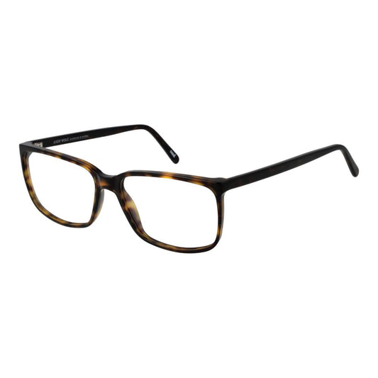 Andy Wolf Brown Unisex Glasses Frame in acetate full-rim rectangle style with demo lenses, includes branded case, 58mm width.